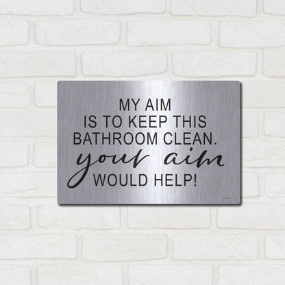 Luxe Metal Art 'Clean Bathroom' by Lettered & Lined, Metal Wall Art,16x12