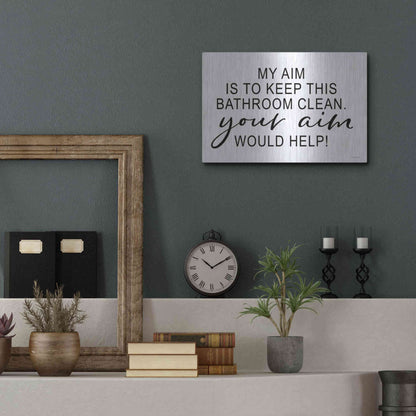 Luxe Metal Art 'Clean Bathroom' by Lettered & Lined, Metal Wall Art,16x12