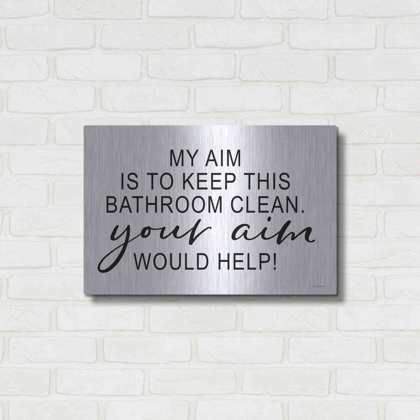 Luxe Metal Art 'Clean Bathroom' by Lettered & Lined, Metal Wall Art,24x16