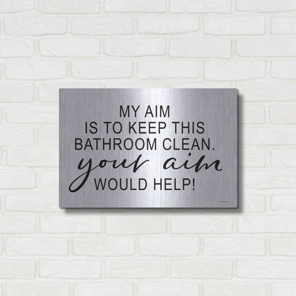 Luxe Metal Art 'Clean Bathroom' by Lettered & Lined, Metal Wall Art,24x16