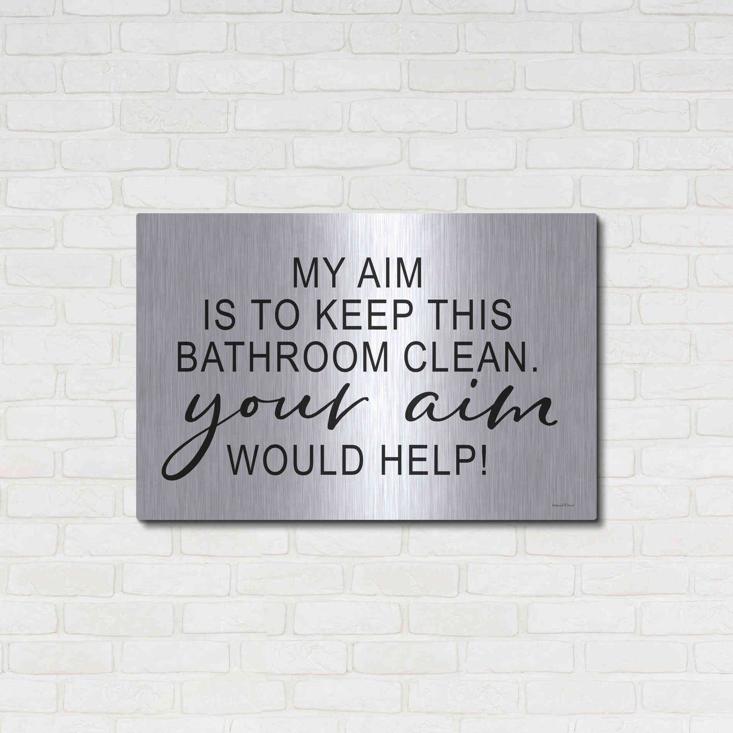 Luxe Metal Art 'Clean Bathroom' by Lettered & Lined, Metal Wall Art,36x24