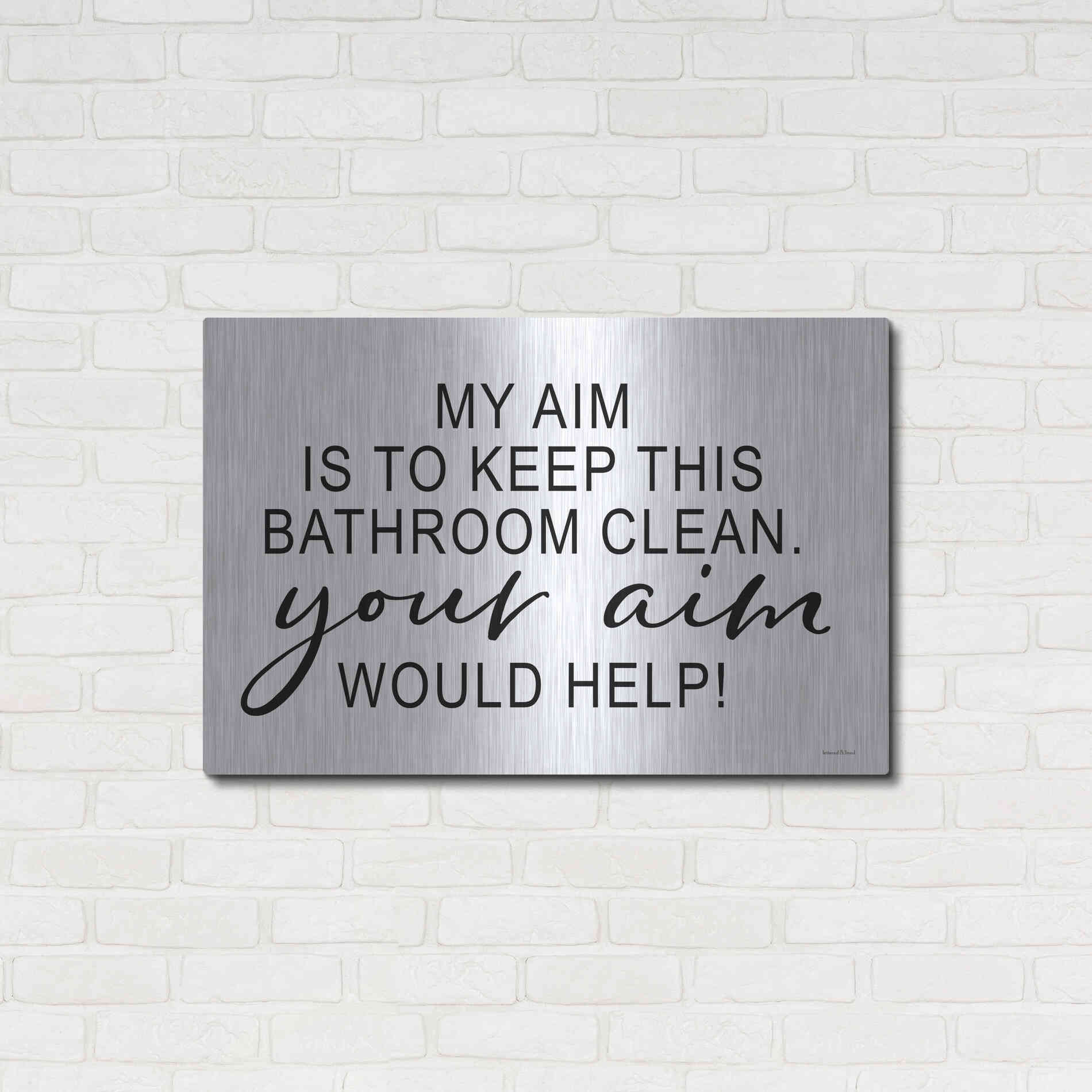 Luxe Metal Art 'Clean Bathroom' by Lettered & Lined, Metal Wall Art,36x24