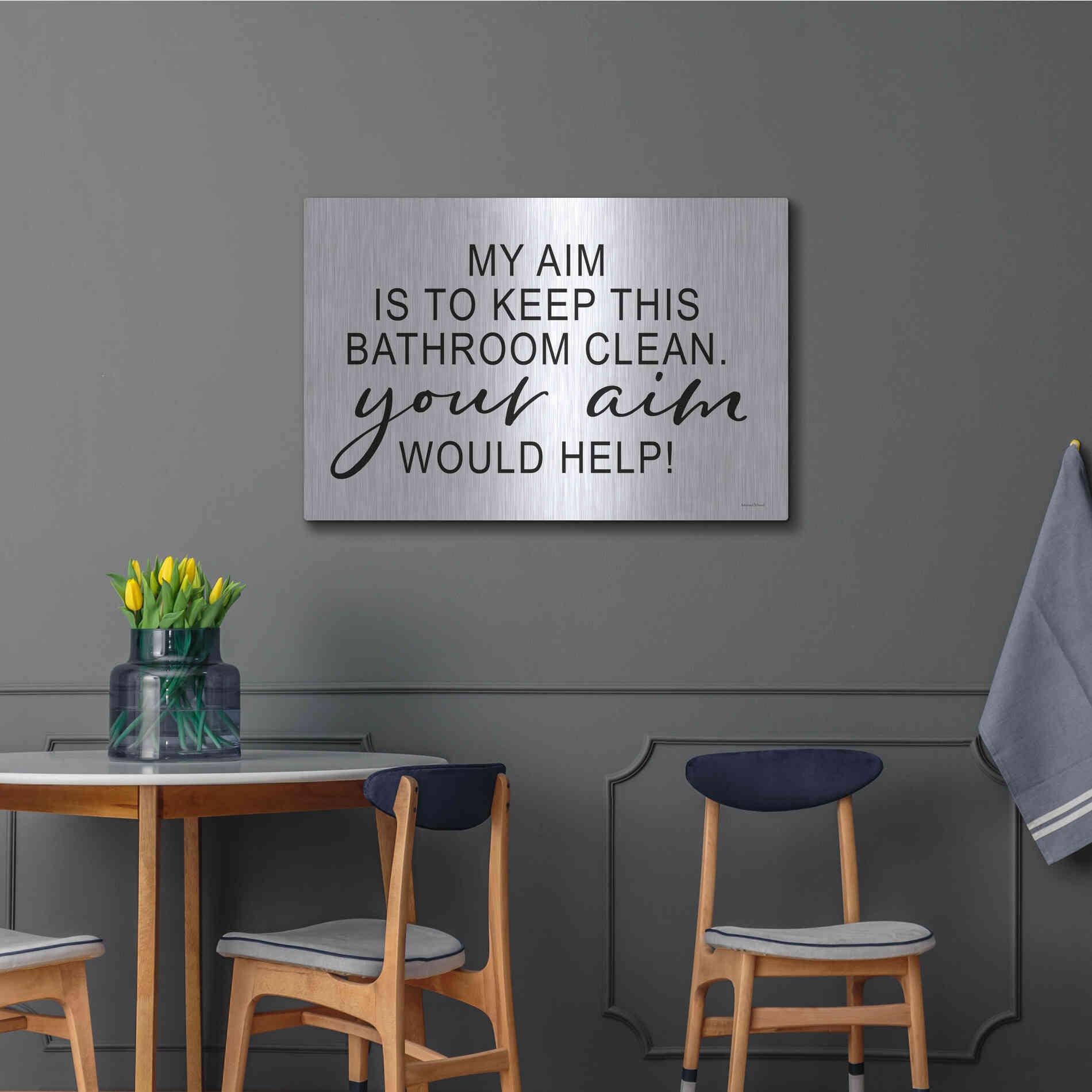 Luxe Metal Art 'Clean Bathroom' by Lettered & Lined, Metal Wall Art,36x24