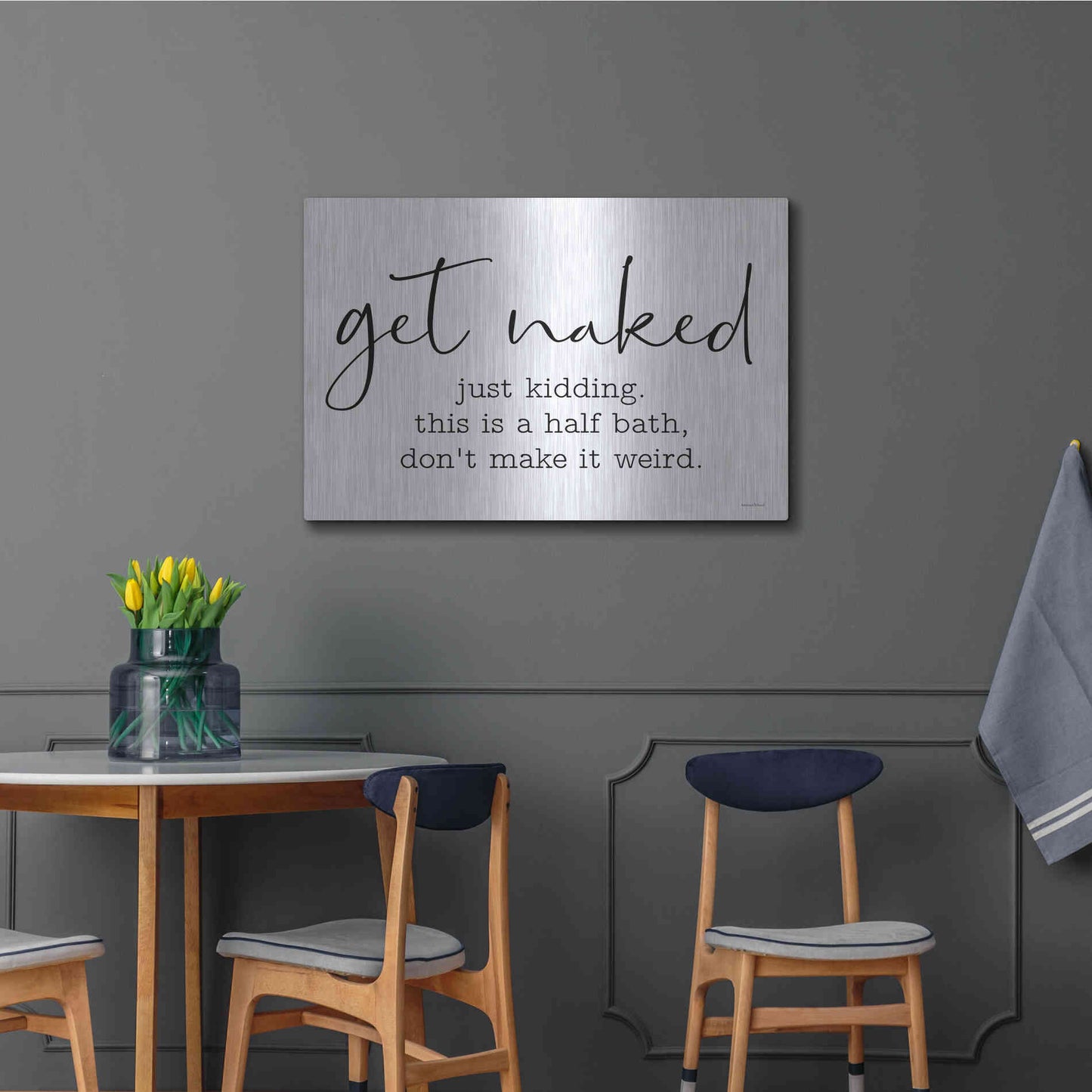 Luxe Metal Art 'Get Naked' by Lettered & Lined, Metal Wall Art,36x24