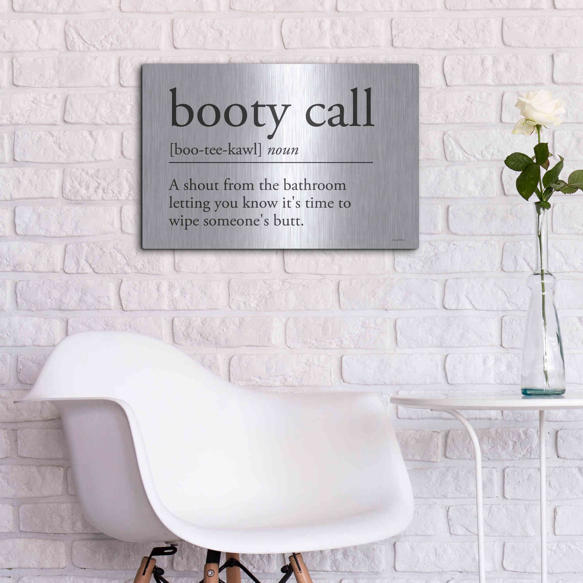 Luxe Metal Art 'Booty Call' by Lettered & Lined, Metal Wall Art,24x16