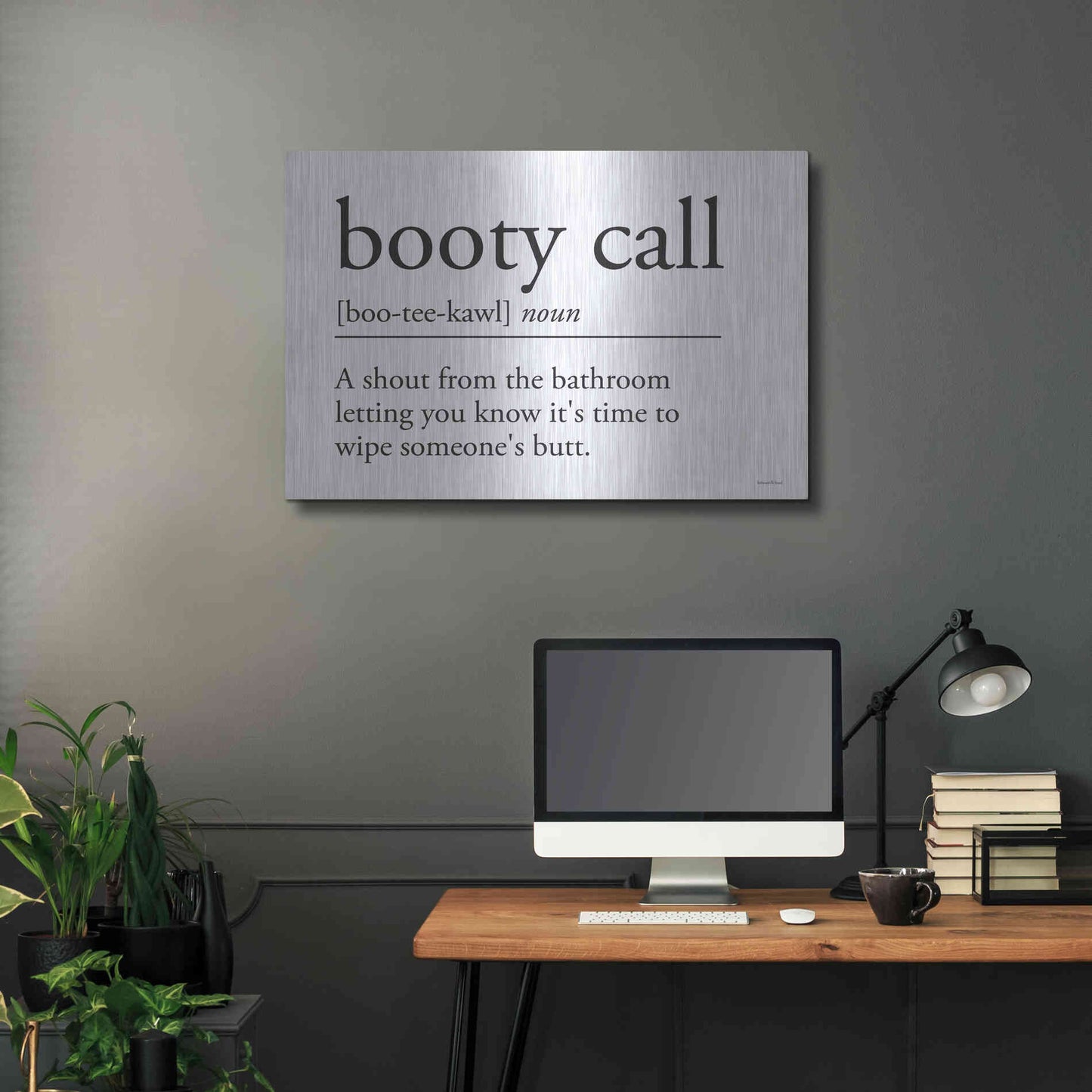 Luxe Metal Art 'Booty Call' by Lettered & Lined, Metal Wall Art,36x24