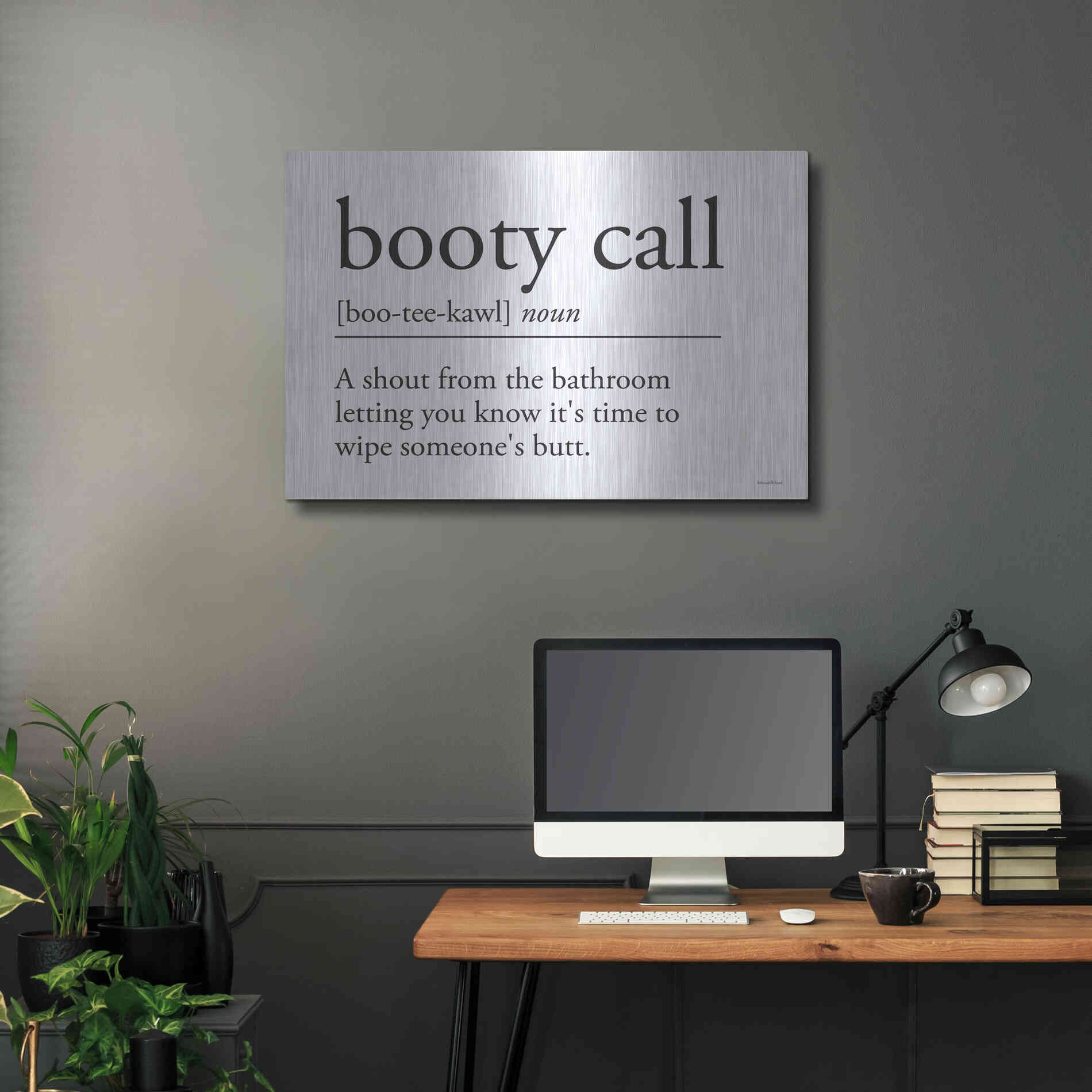 Luxe Metal Art 'Booty Call' by Lettered & Lined, Metal Wall Art,36x24