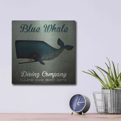 Luxe Metal Art 'Barnacle Whale Diving Co' by Ryan Fowler, Metal Wall Art,12x12