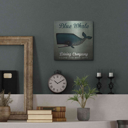 Luxe Metal Art 'Barnacle Whale Diving Co' by Ryan Fowler, Metal Wall Art,12x12