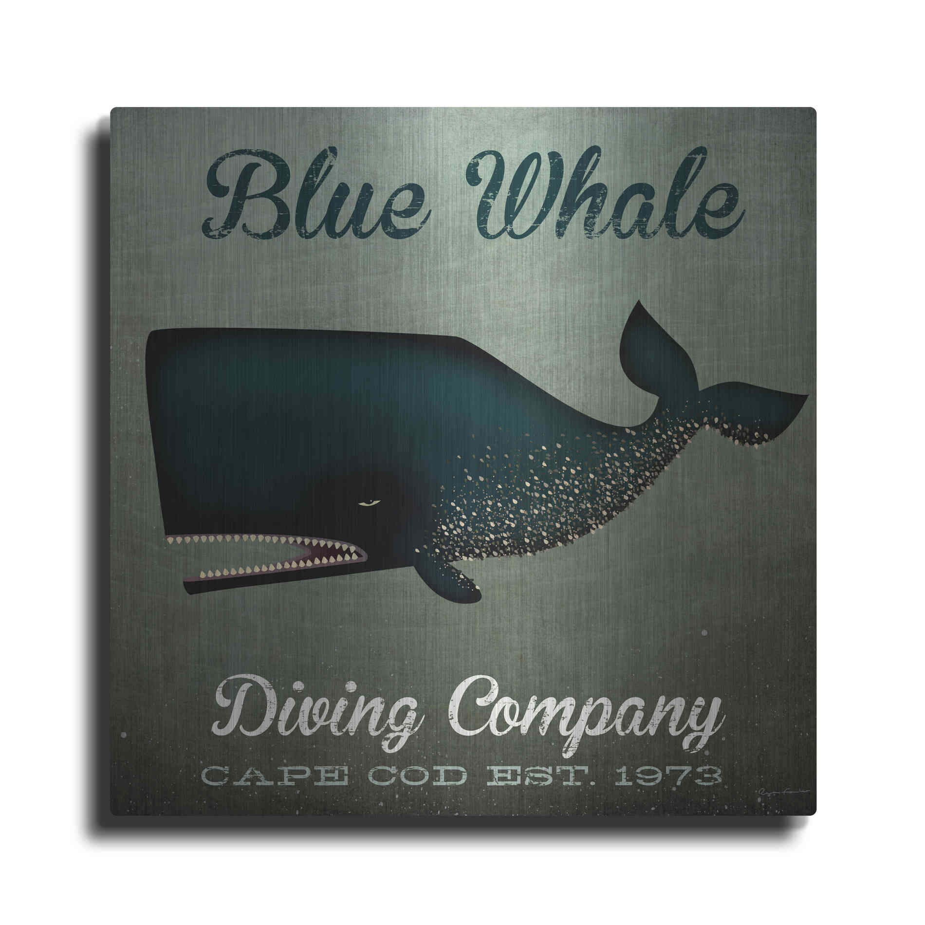 Luxe Metal Art 'Barnacle Whale Diving Co' by Ryan Fowler, Metal Wall Art