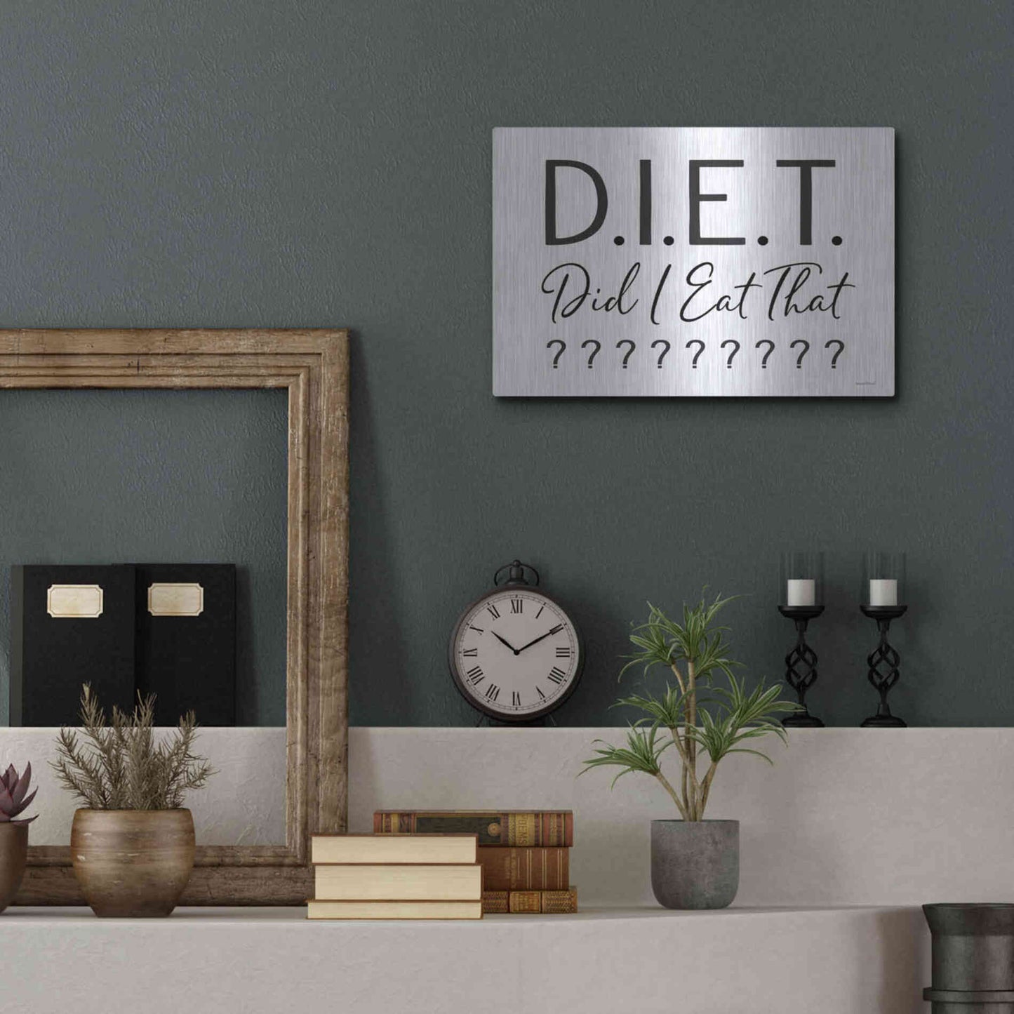 Luxe Metal Art 'Did I Eat That?' by Lettered & Lined, Metal Wall Art,16x12