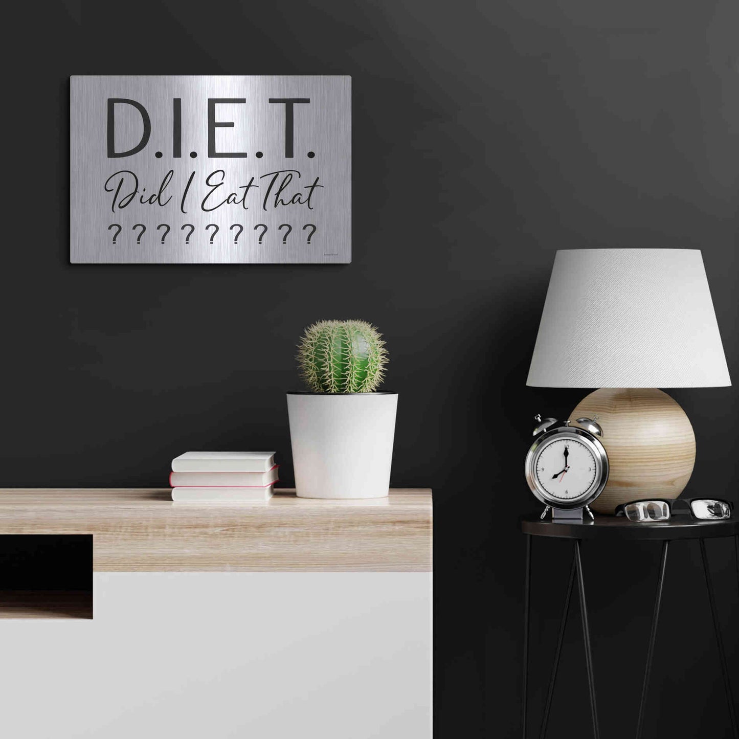 Luxe Metal Art 'Did I Eat That?' by Lettered & Lined, Metal Wall Art,24x16