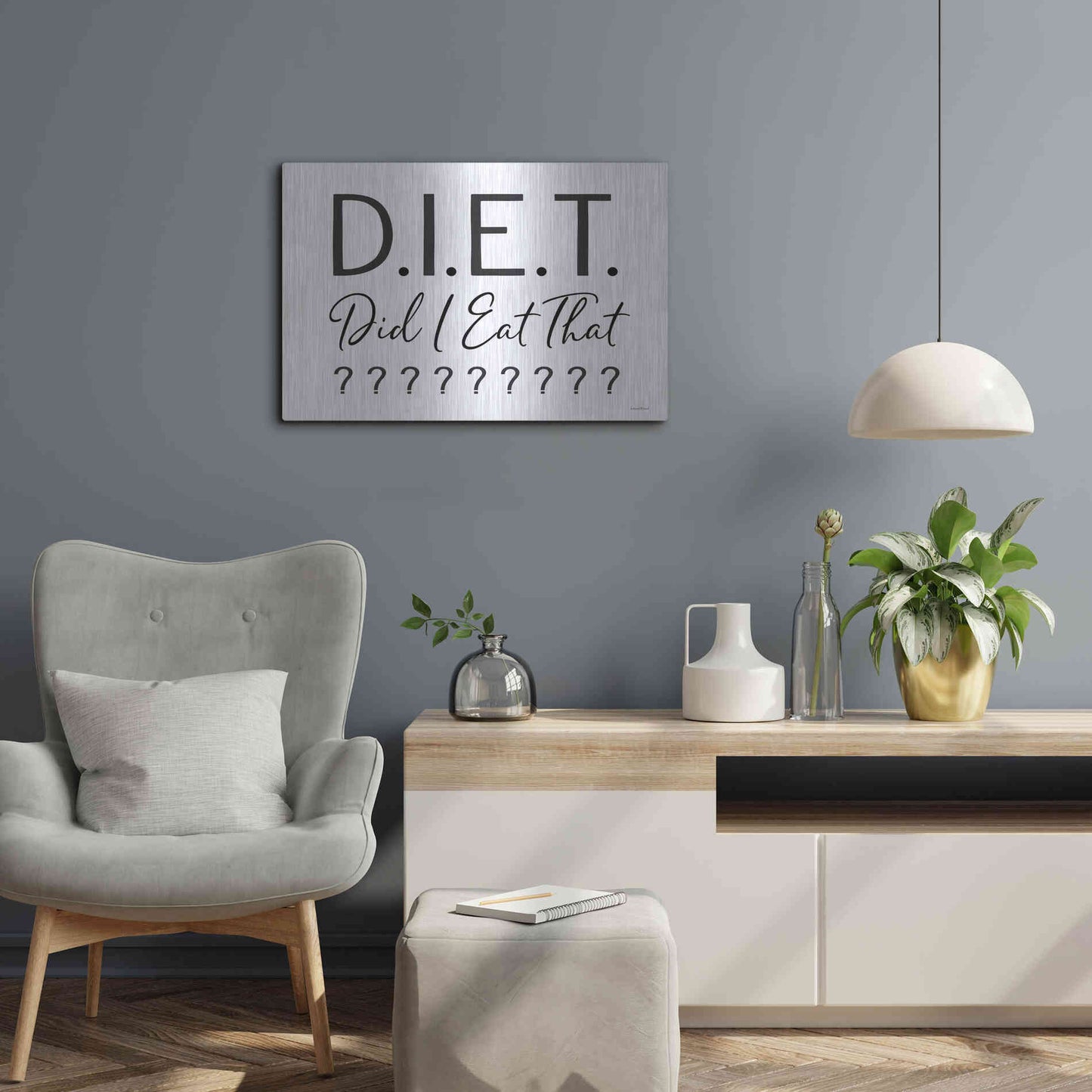 Luxe Metal Art 'Did I Eat That?' by Lettered & Lined, Metal Wall Art,24x16