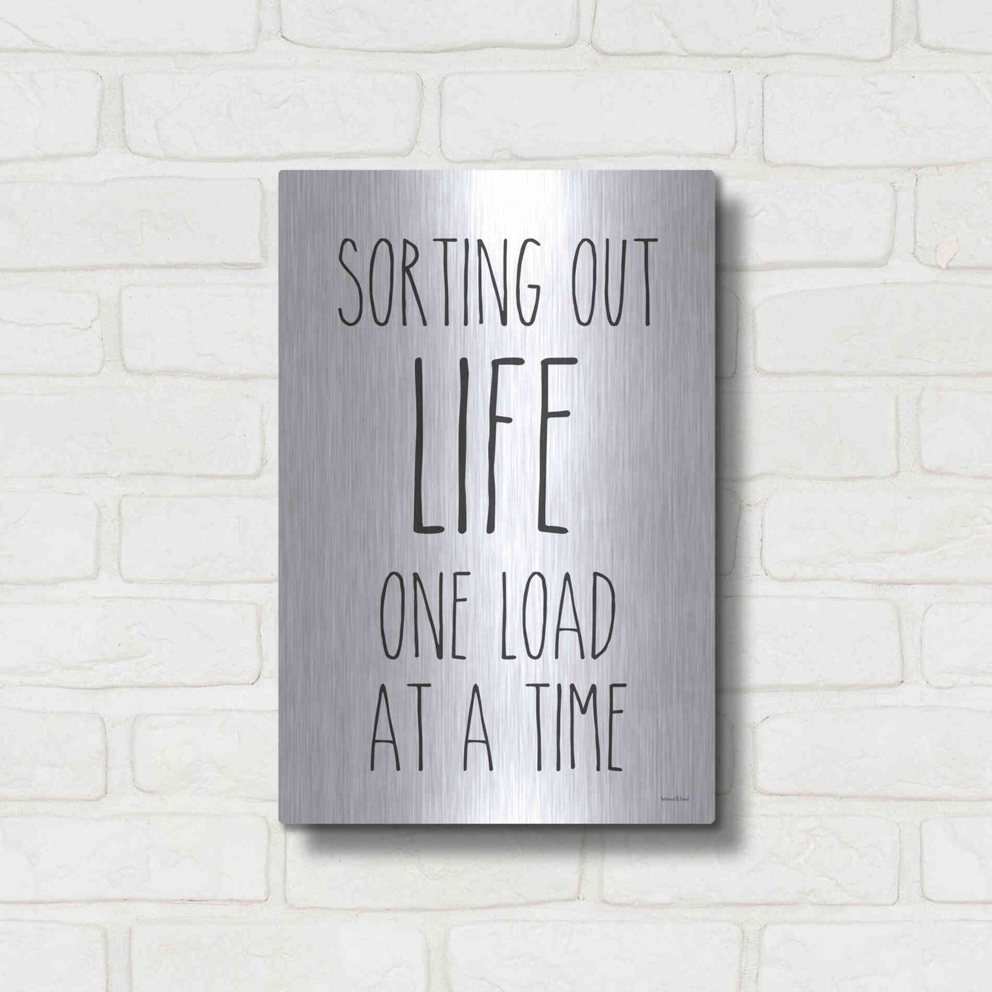 Luxe Metal Art 'One Load at a Time' by Lettered & Lined, Metal Wall Art,12x16