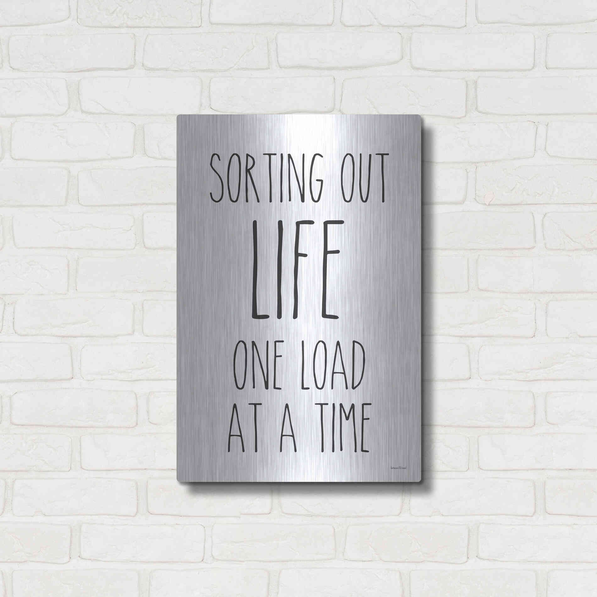 Luxe Metal Art 'One Load at a Time' by Lettered & Lined, Metal Wall Art,16x24