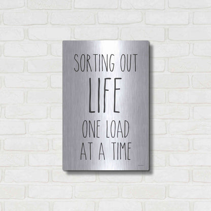Luxe Metal Art 'One Load at a Time' by Lettered & Lined, Metal Wall Art,16x24