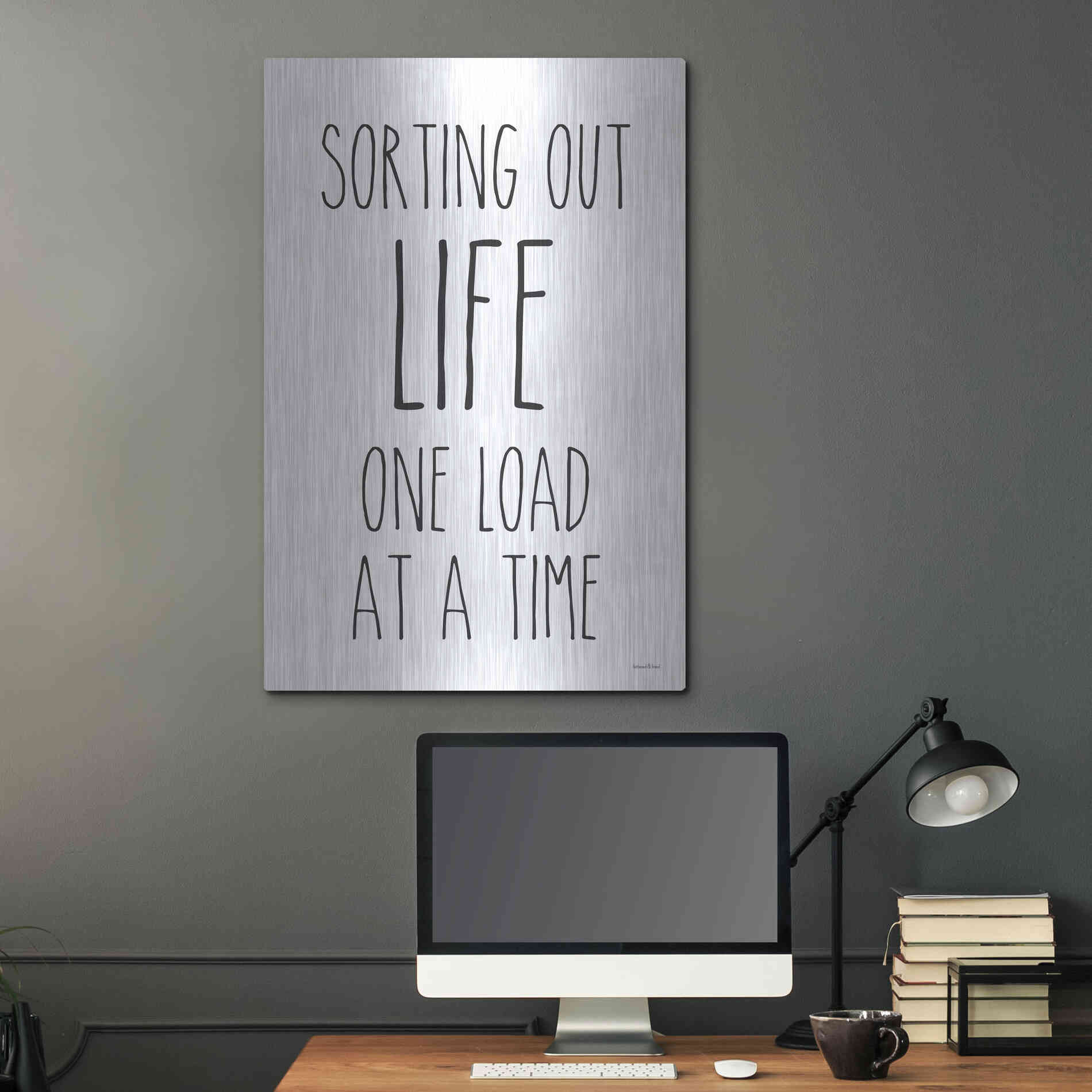Luxe Metal Art 'One Load at a Time' by Lettered & Lined, Metal Wall Art,24x36