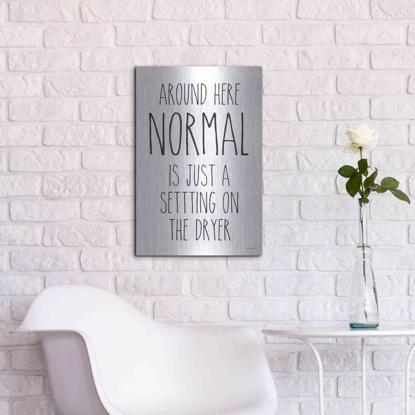 Luxe Metal Art 'Normal Dryer Setting' by Lettered & Lined, Metal Wall Art,16x24