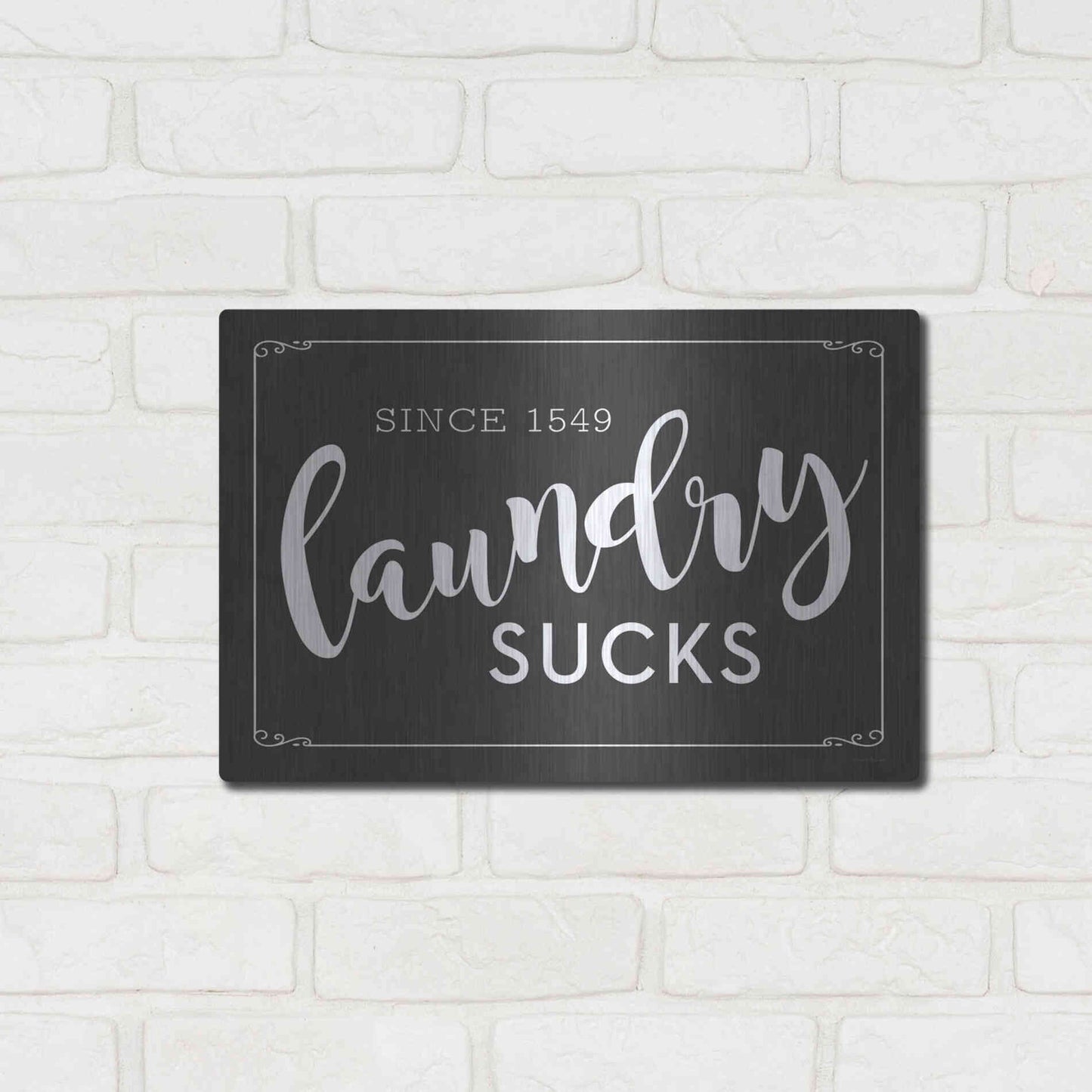 Luxe Metal Art 'Laundry Sucks' by Lettered & Lined, Metal Wall Art,16x12