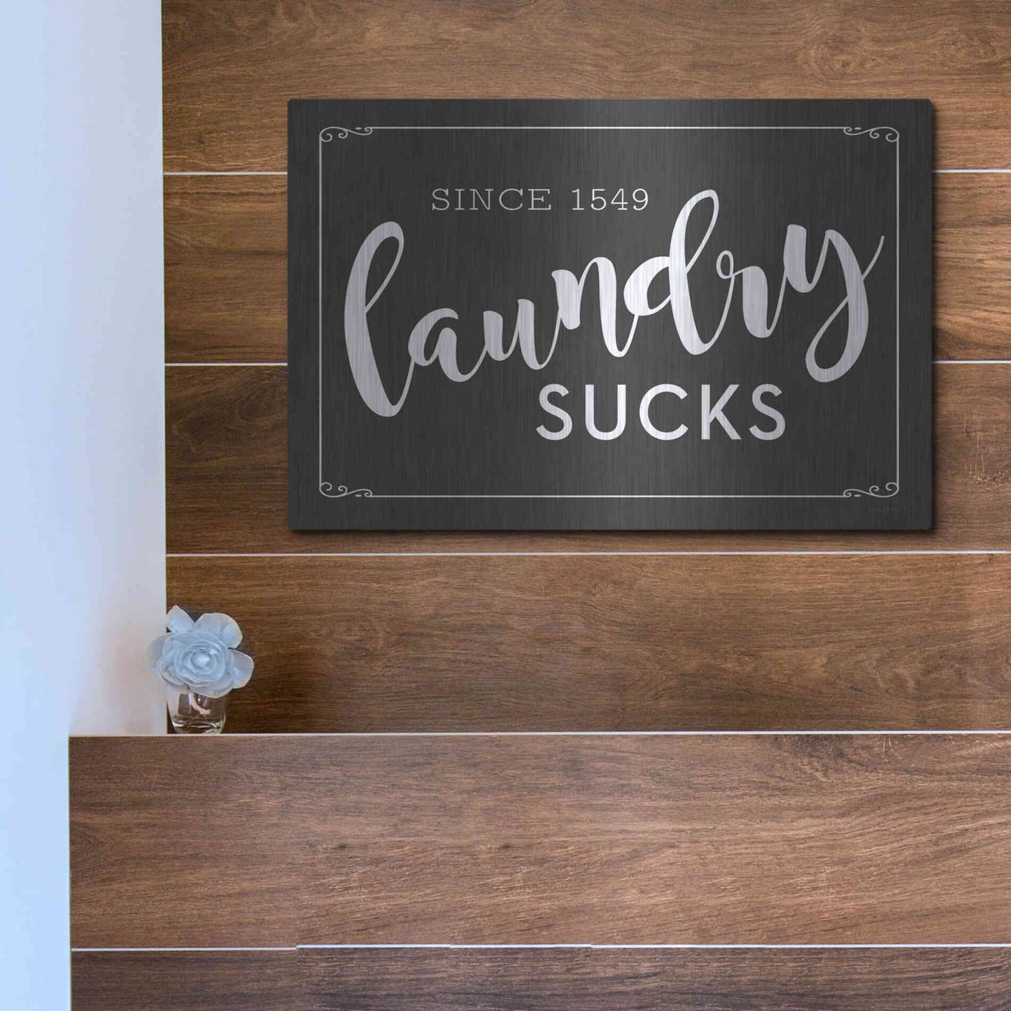 Luxe Metal Art 'Laundry Sucks' by Lettered & Lined, Metal Wall Art,16x12