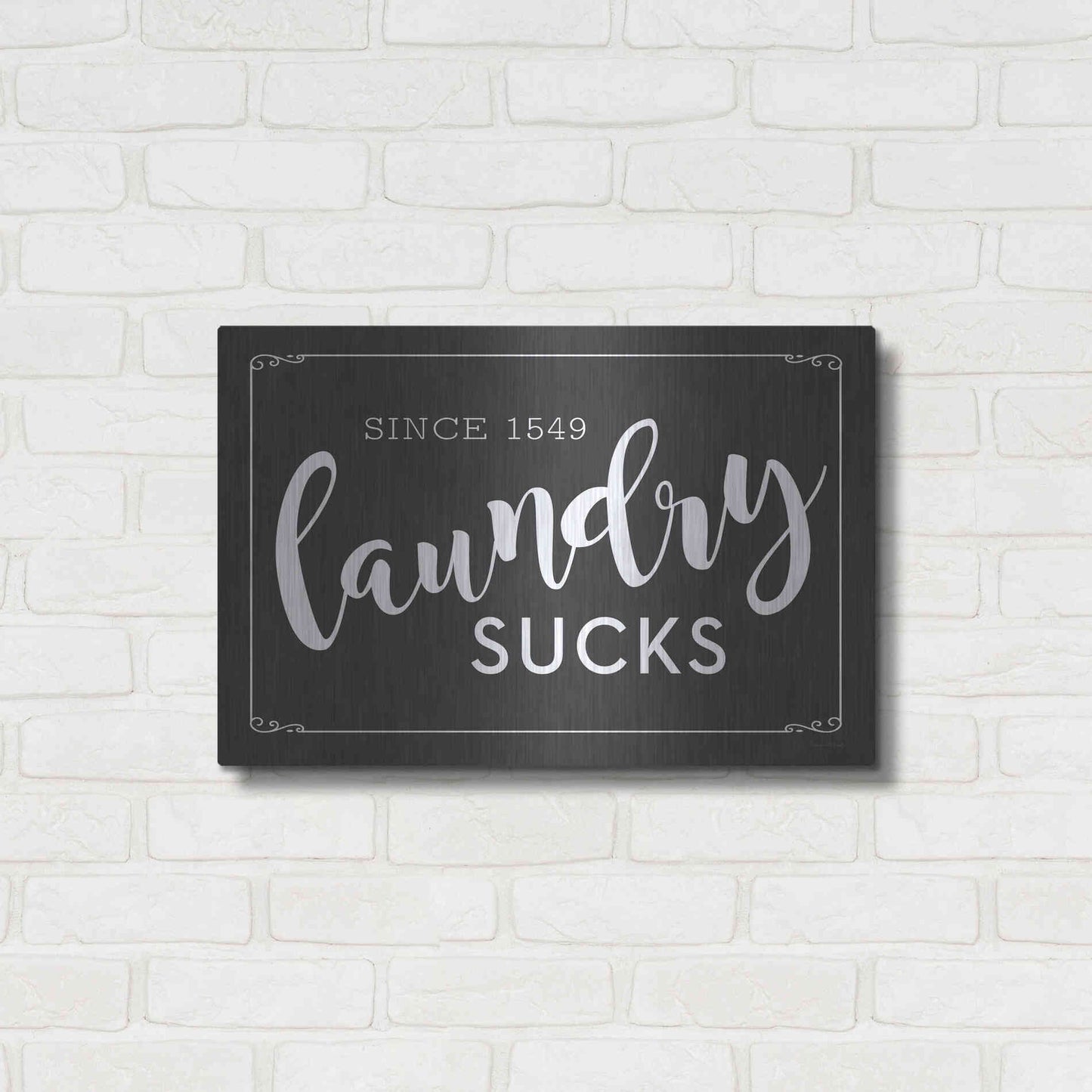 Luxe Metal Art 'Laundry Sucks' by Lettered & Lined, Metal Wall Art,24x16
