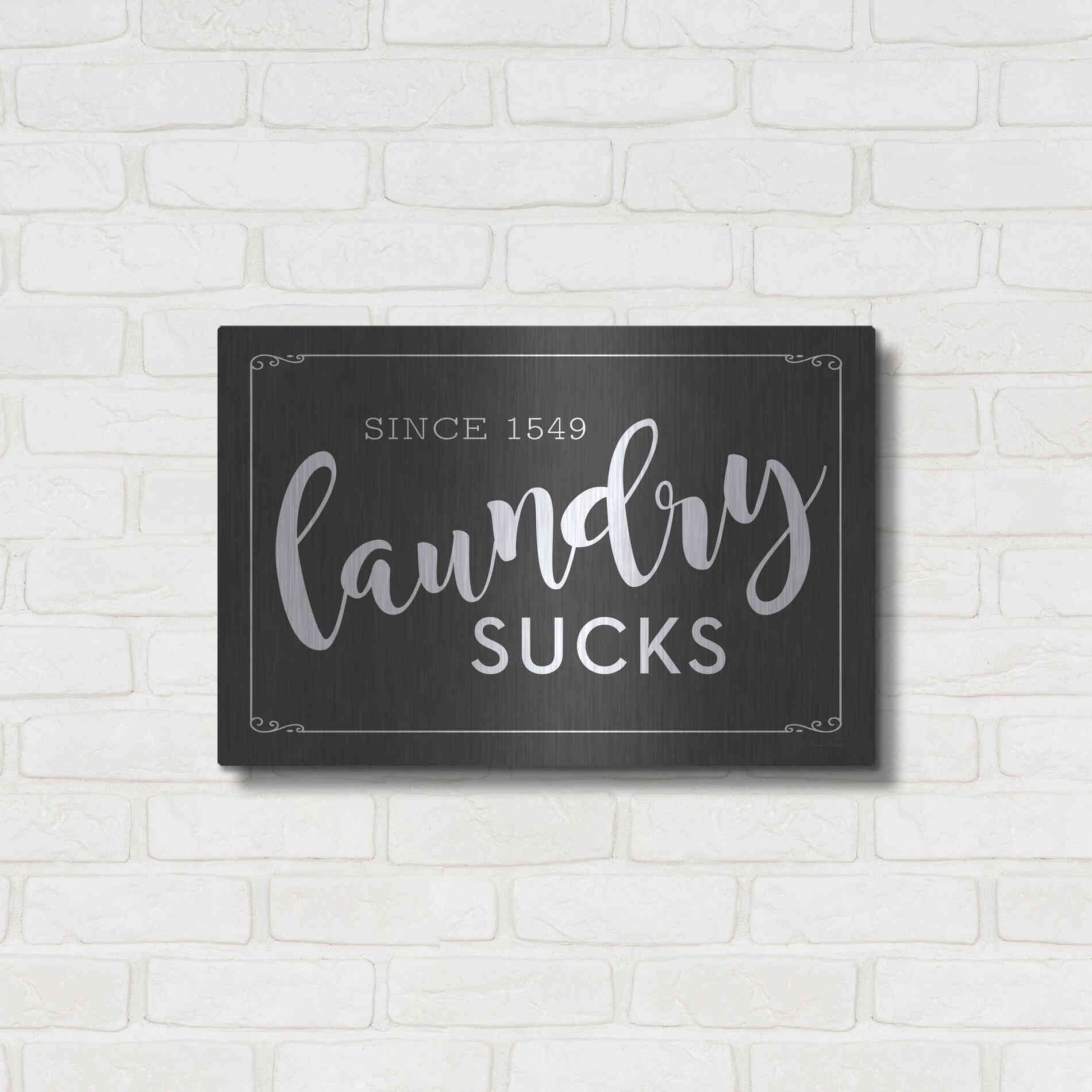 Luxe Metal Art 'Laundry Sucks' by Lettered & Lined, Metal Wall Art,24x16