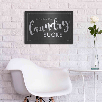 Luxe Metal Art 'Laundry Sucks' by Lettered & Lined, Metal Wall Art,24x16