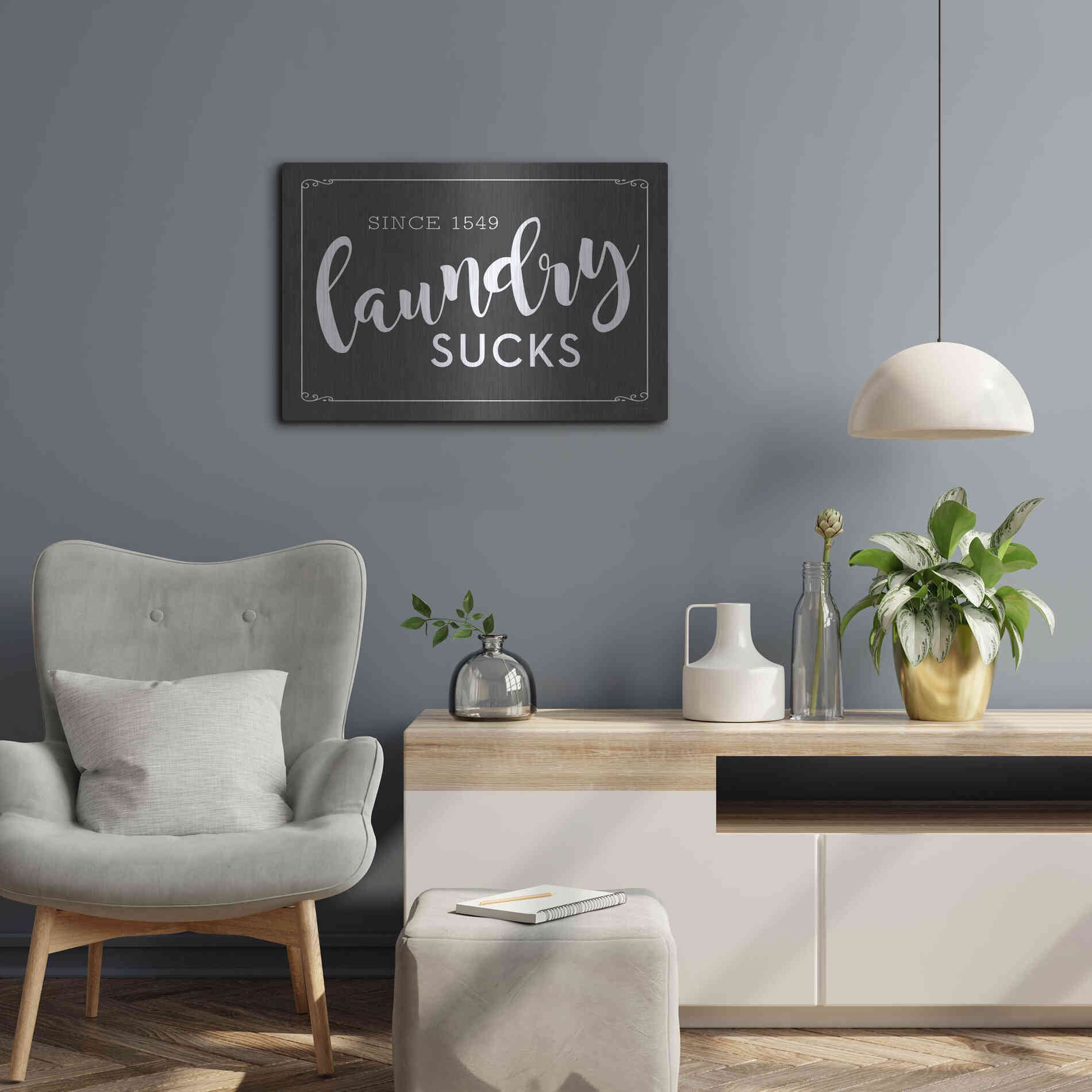 Luxe Metal Art 'Laundry Sucks' by Lettered & Lined, Metal Wall Art,24x16