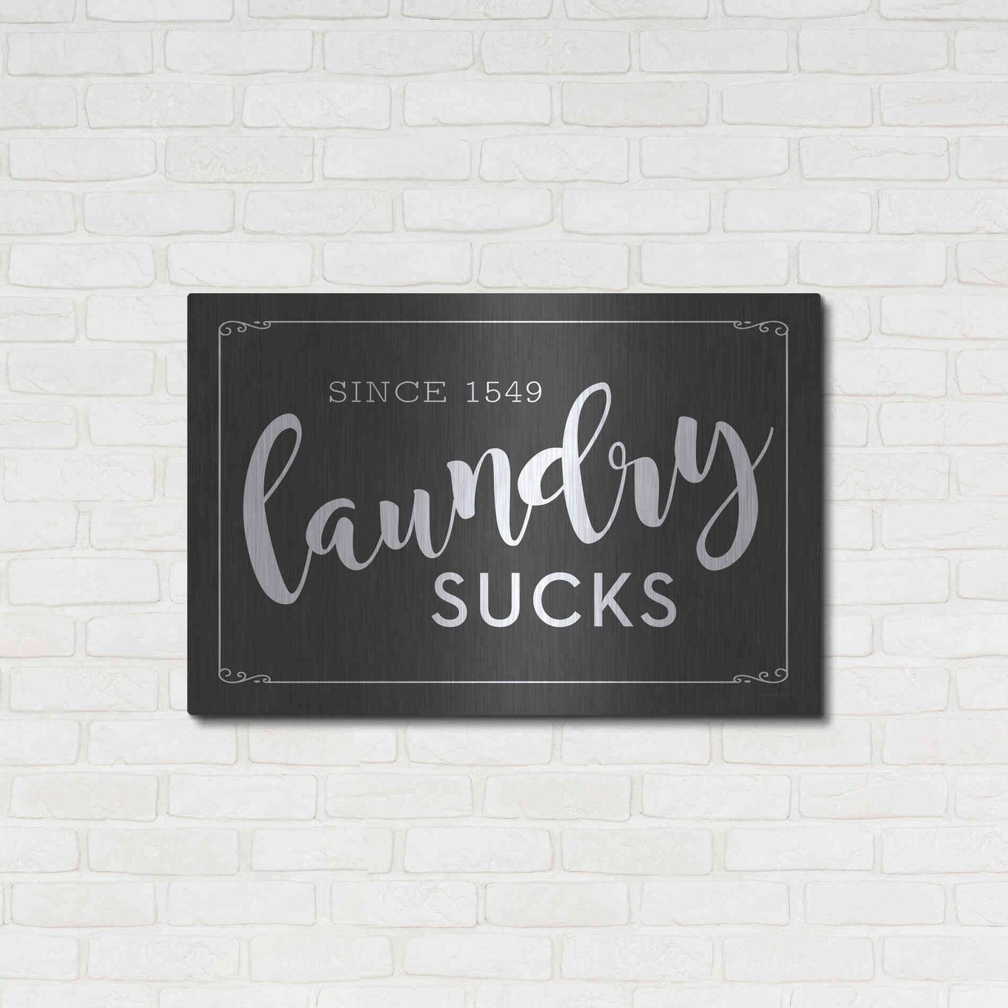 Luxe Metal Art 'Laundry Sucks' by Lettered & Lined, Metal Wall Art,36x24