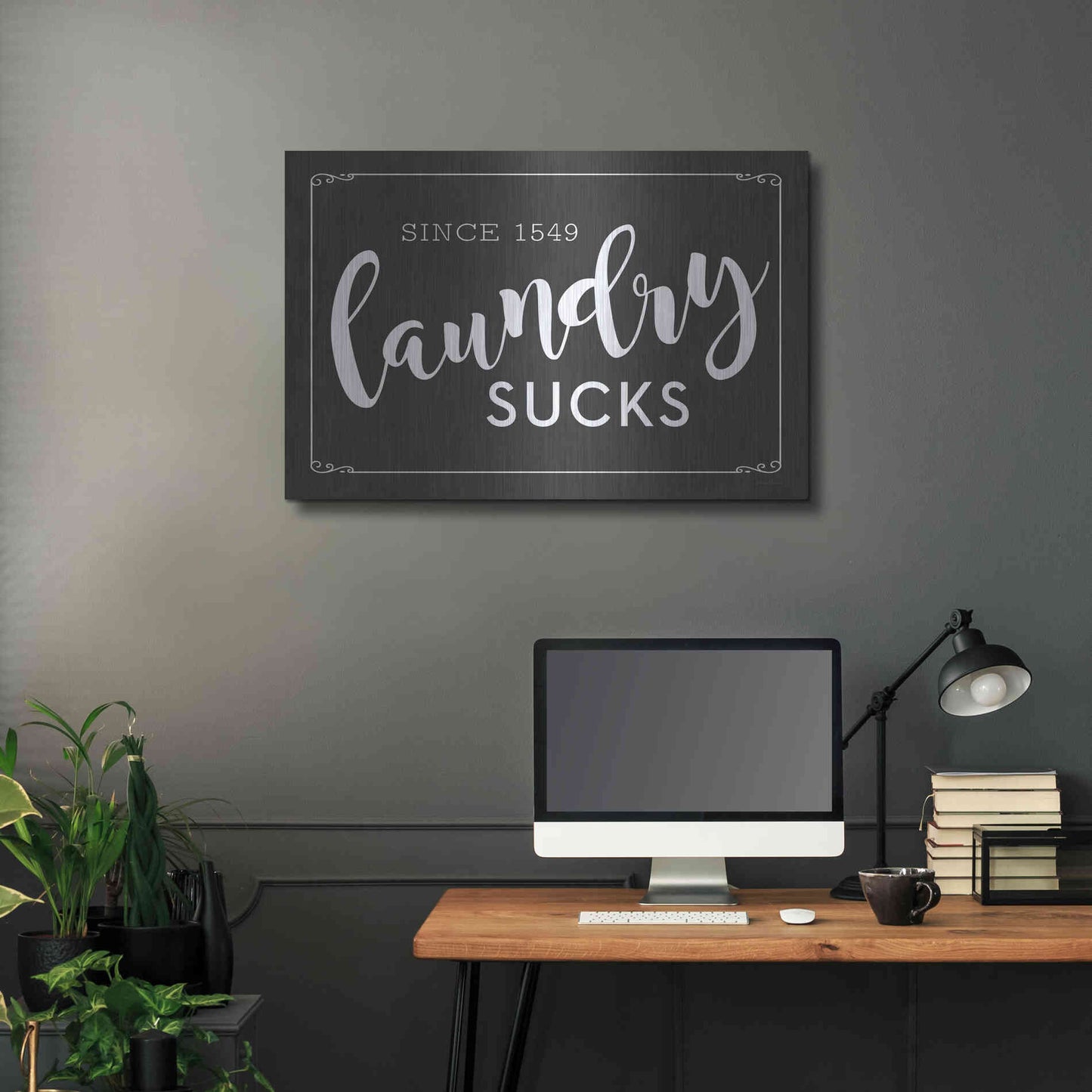 Luxe Metal Art 'Laundry Sucks' by Lettered & Lined, Metal Wall Art,36x24