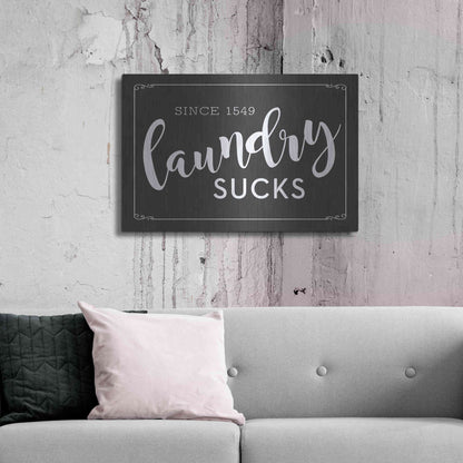 Luxe Metal Art 'Laundry Sucks' by Lettered & Lined, Metal Wall Art,36x24