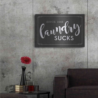 Luxe Metal Art 'Laundry Sucks' by Lettered & Lined, Metal Wall Art,36x24