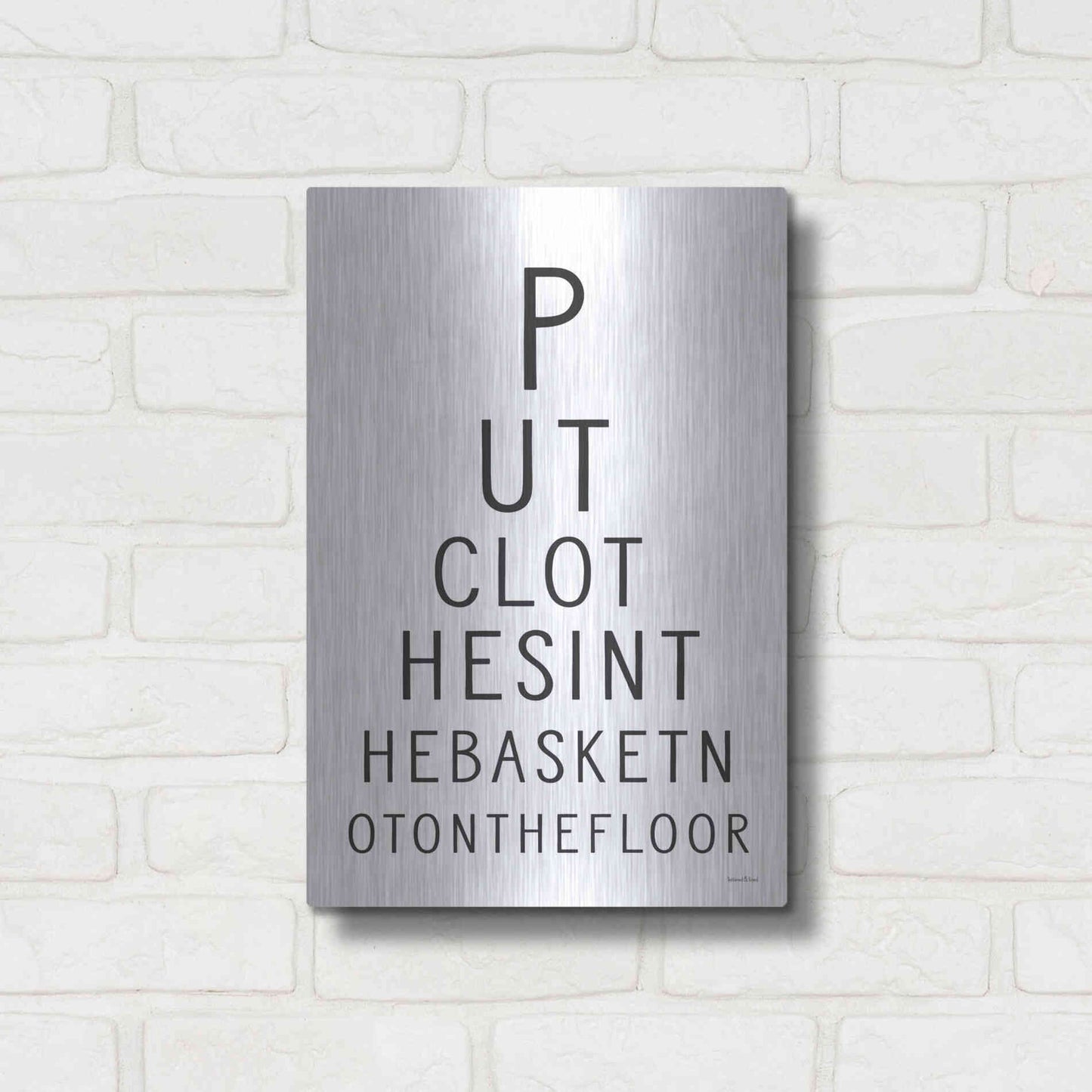 Luxe Metal Art 'Put Clothes in the Basket' by Lettered & Lined, Metal Wall Art,12x16
