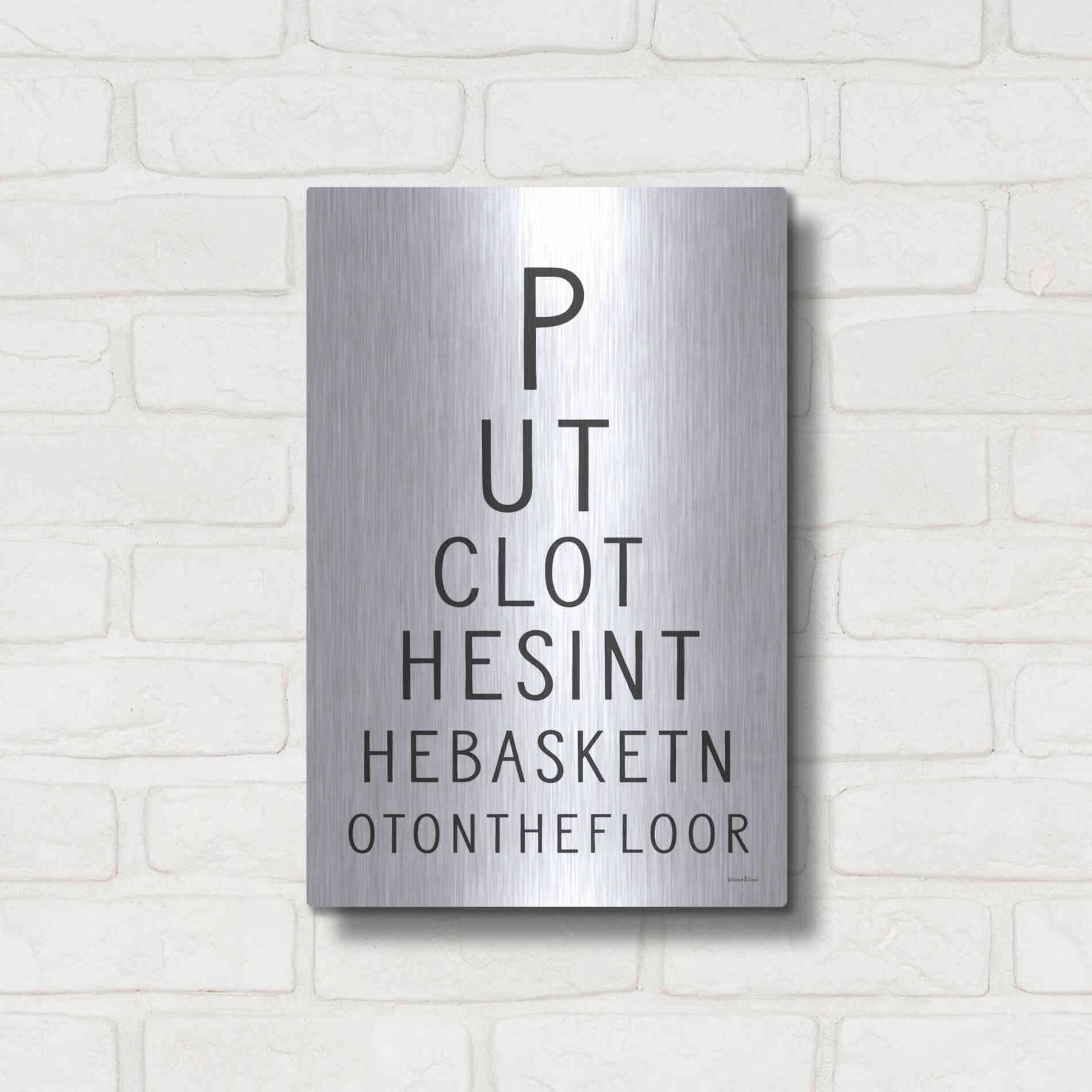 Luxe Metal Art 'Put Clothes in the Basket' by Lettered & Lined, Metal Wall Art,12x16