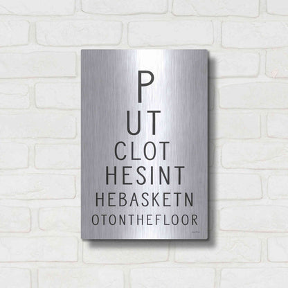 Luxe Metal Art 'Put Clothes in the Basket' by Lettered & Lined, Metal Wall Art,12x16