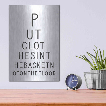 Luxe Metal Art 'Put Clothes in the Basket' by Lettered & Lined, Metal Wall Art,12x16