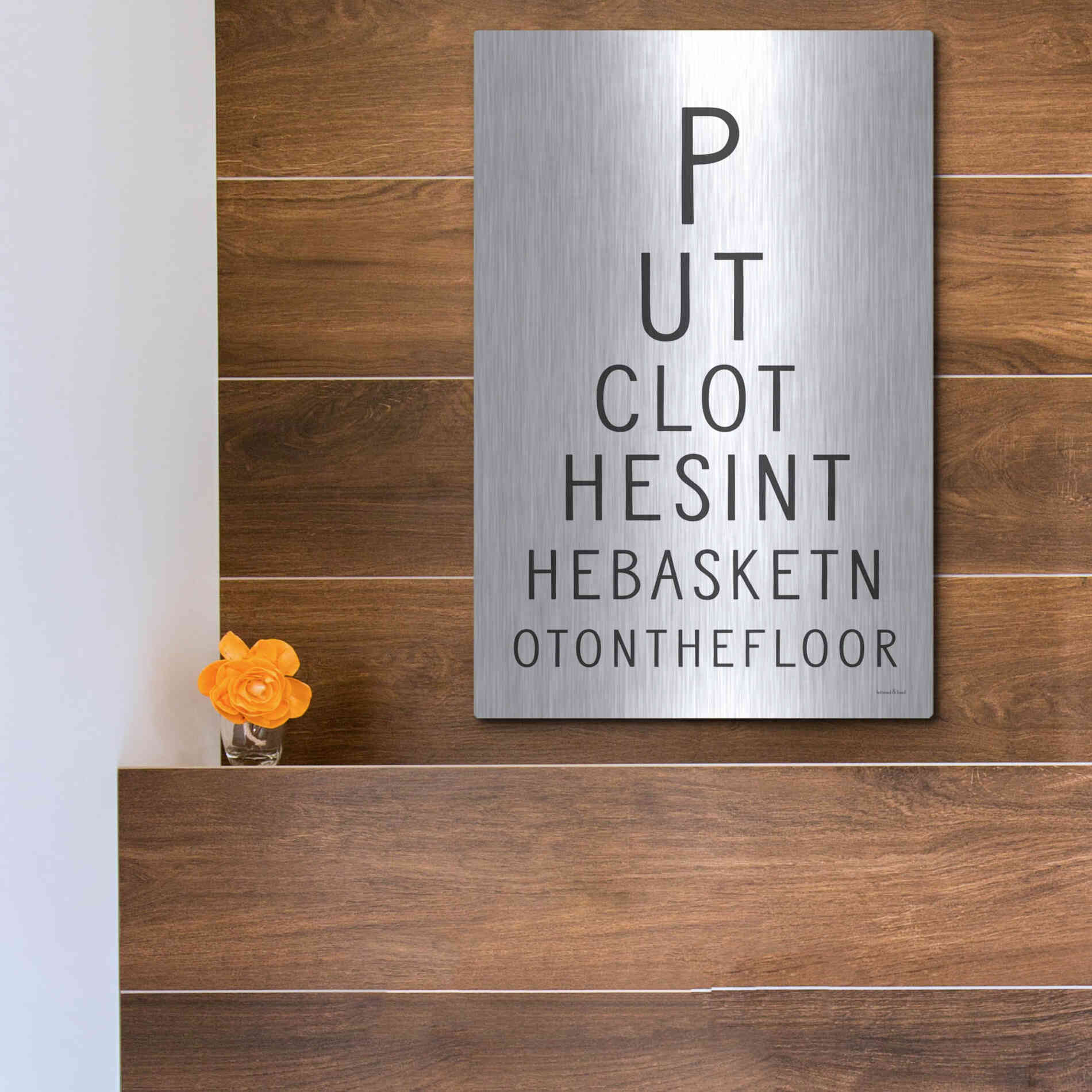 Luxe Metal Art 'Put Clothes in the Basket' by Lettered & Lined, Metal Wall Art,12x16
