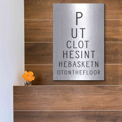 Luxe Metal Art 'Put Clothes in the Basket' by Lettered & Lined, Metal Wall Art,12x16