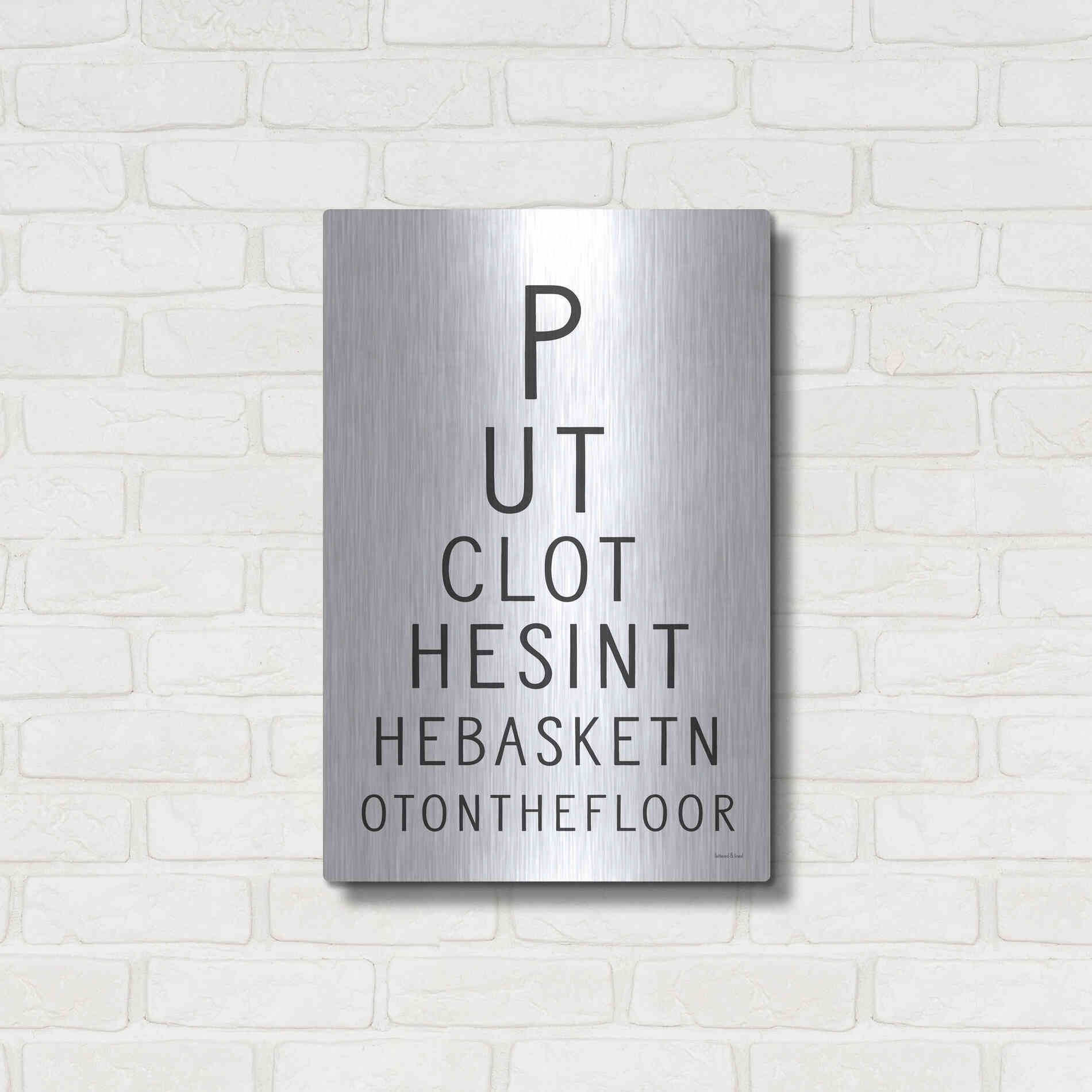 Luxe Metal Art 'Put Clothes in the Basket' by Lettered & Lined, Metal Wall Art,16x24