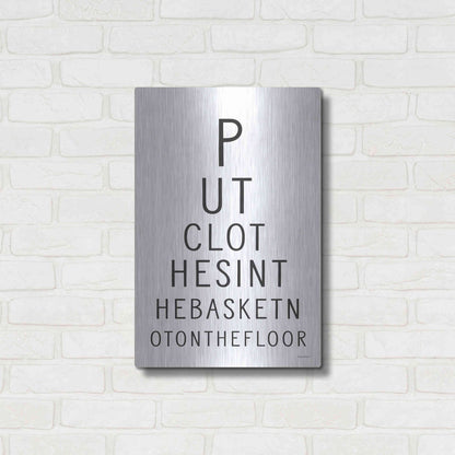 Luxe Metal Art 'Put Clothes in the Basket' by Lettered & Lined, Metal Wall Art,16x24