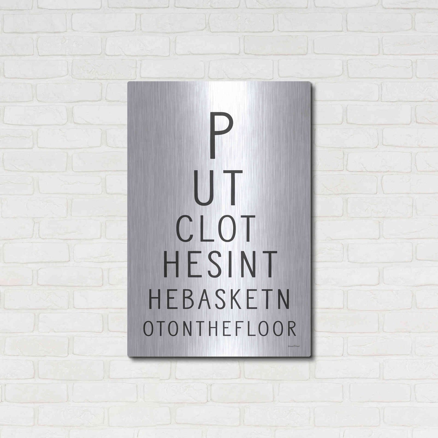 Luxe Metal Art 'Put Clothes in the Basket' by Lettered & Lined, Metal Wall Art,24x36