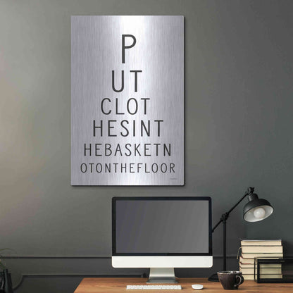 Luxe Metal Art 'Put Clothes in the Basket' by Lettered & Lined, Metal Wall Art,24x36