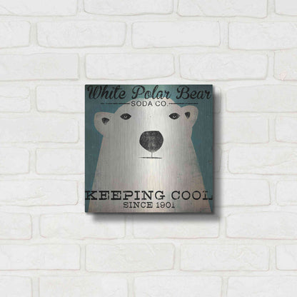 Luxe Metal Art 'Polar Bear Soda Co' by Ryan Fowler, Metal Wall Art,12x12