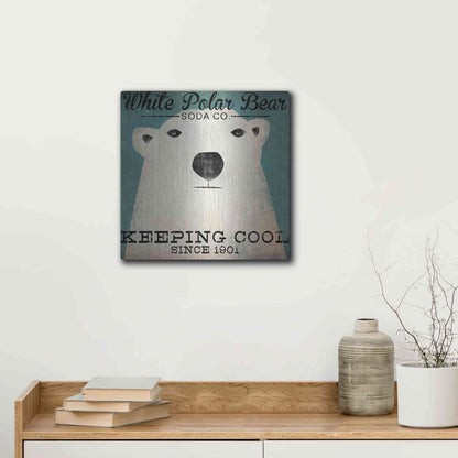 Luxe Metal Art 'Polar Bear Soda Co' by Ryan Fowler, Metal Wall Art,12x12