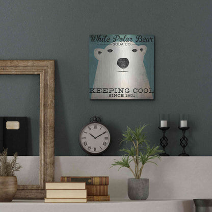 Luxe Metal Art 'Polar Bear Soda Co' by Ryan Fowler, Metal Wall Art,12x12