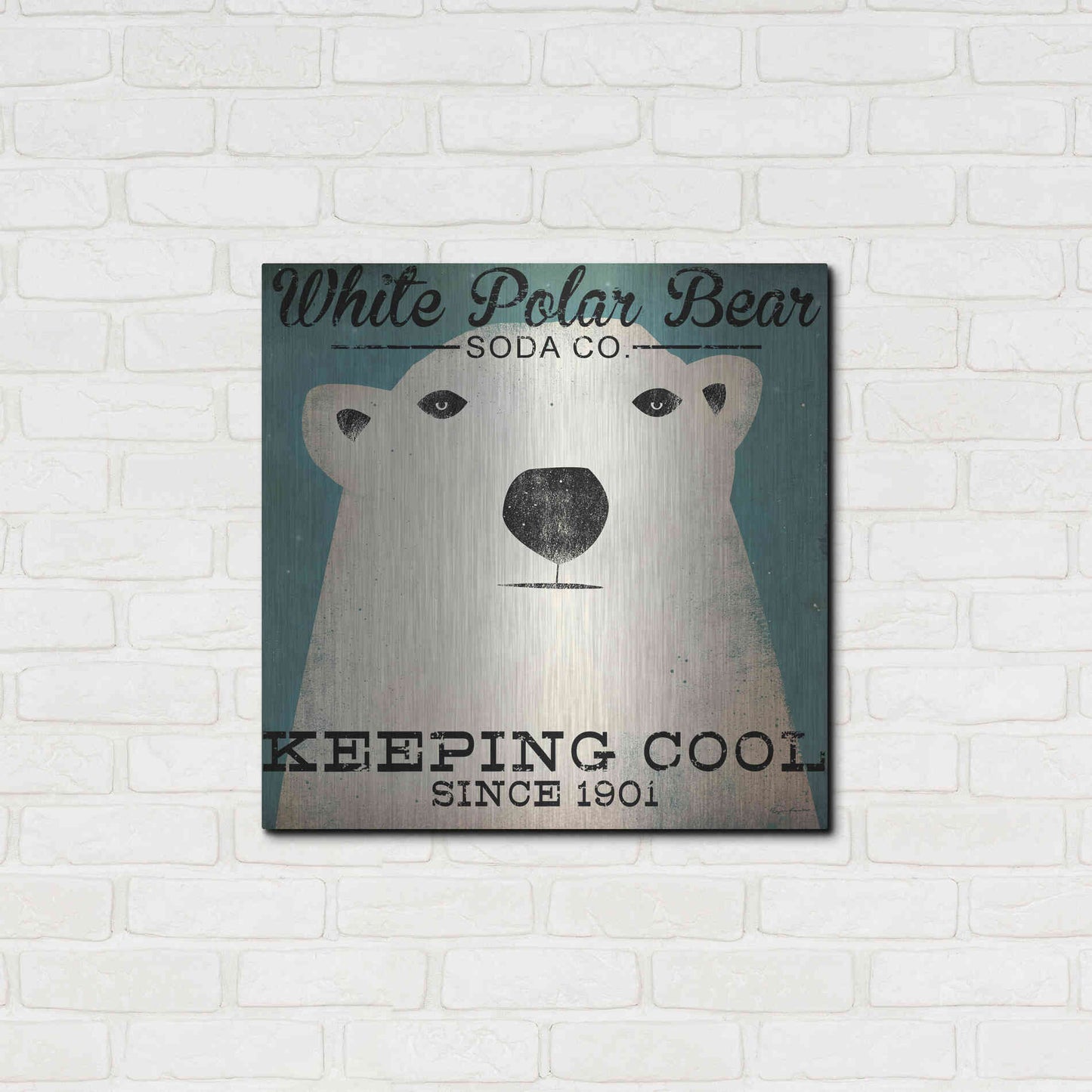 Luxe Metal Art 'Polar Bear Soda Co' by Ryan Fowler, Metal Wall Art,24x24