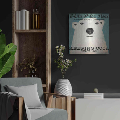 Luxe Metal Art 'Polar Bear Soda Co' by Ryan Fowler, Metal Wall Art,24x24