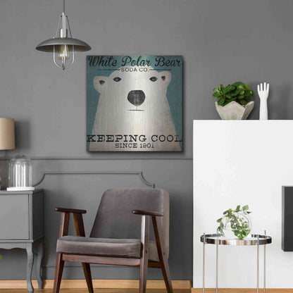 Luxe Metal Art 'Polar Bear Soda Co' by Ryan Fowler, Metal Wall Art,24x24