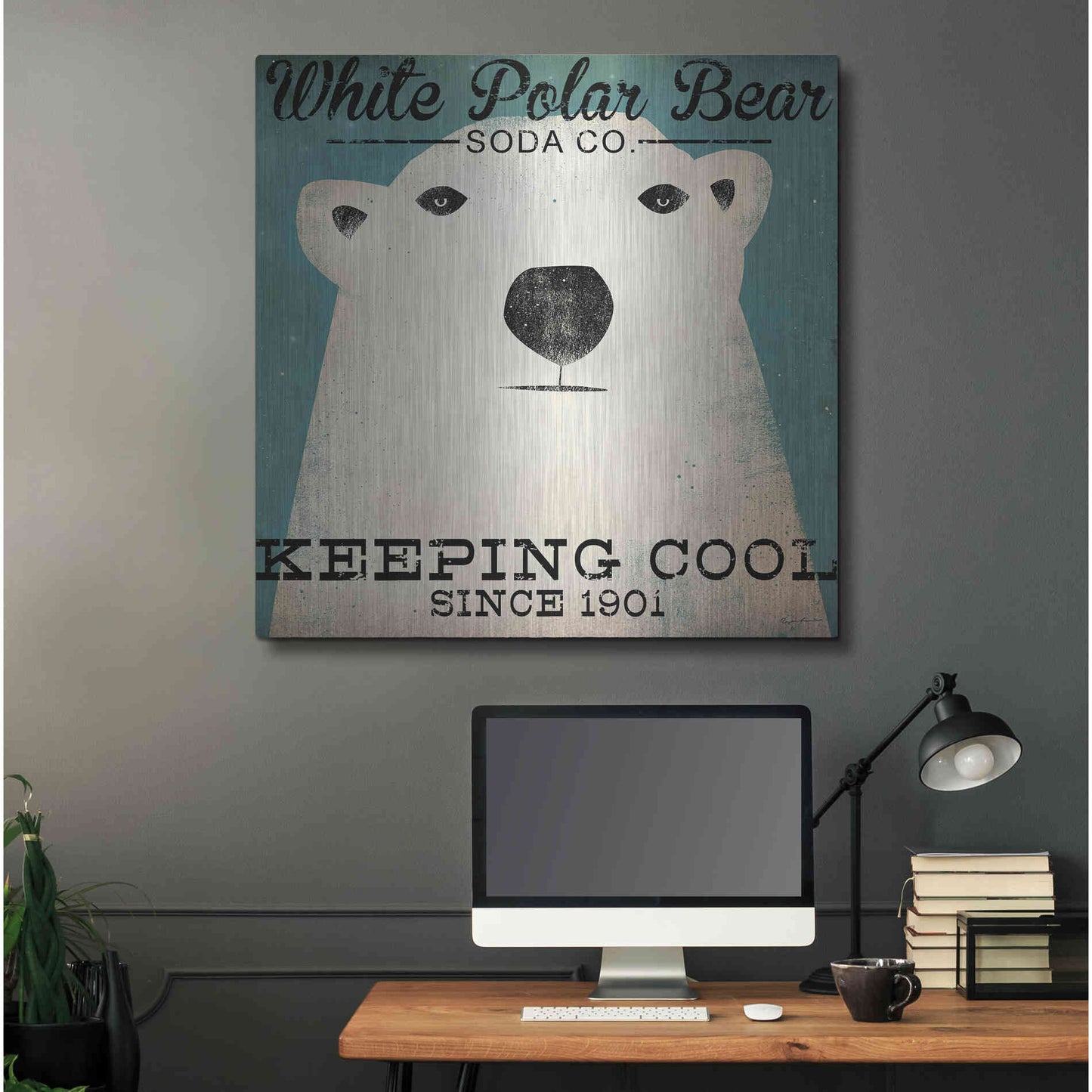 Luxe Metal Art 'Polar Bear Soda Co' by Ryan Fowler, Metal Wall Art,36x36