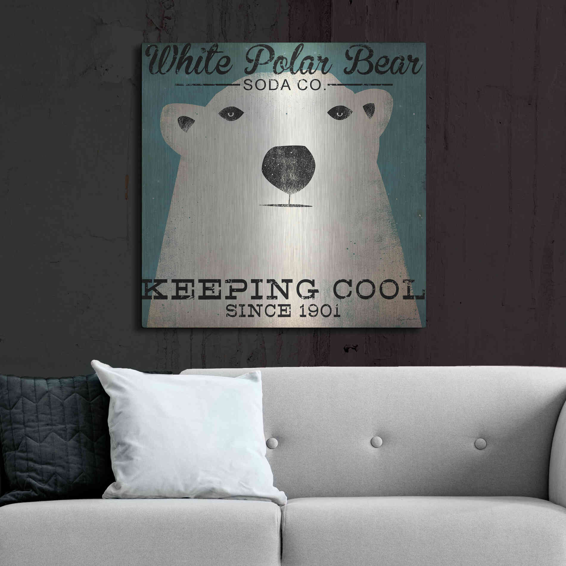 Luxe Metal Art 'Polar Bear Soda Co' by Ryan Fowler, Metal Wall Art,36x36
